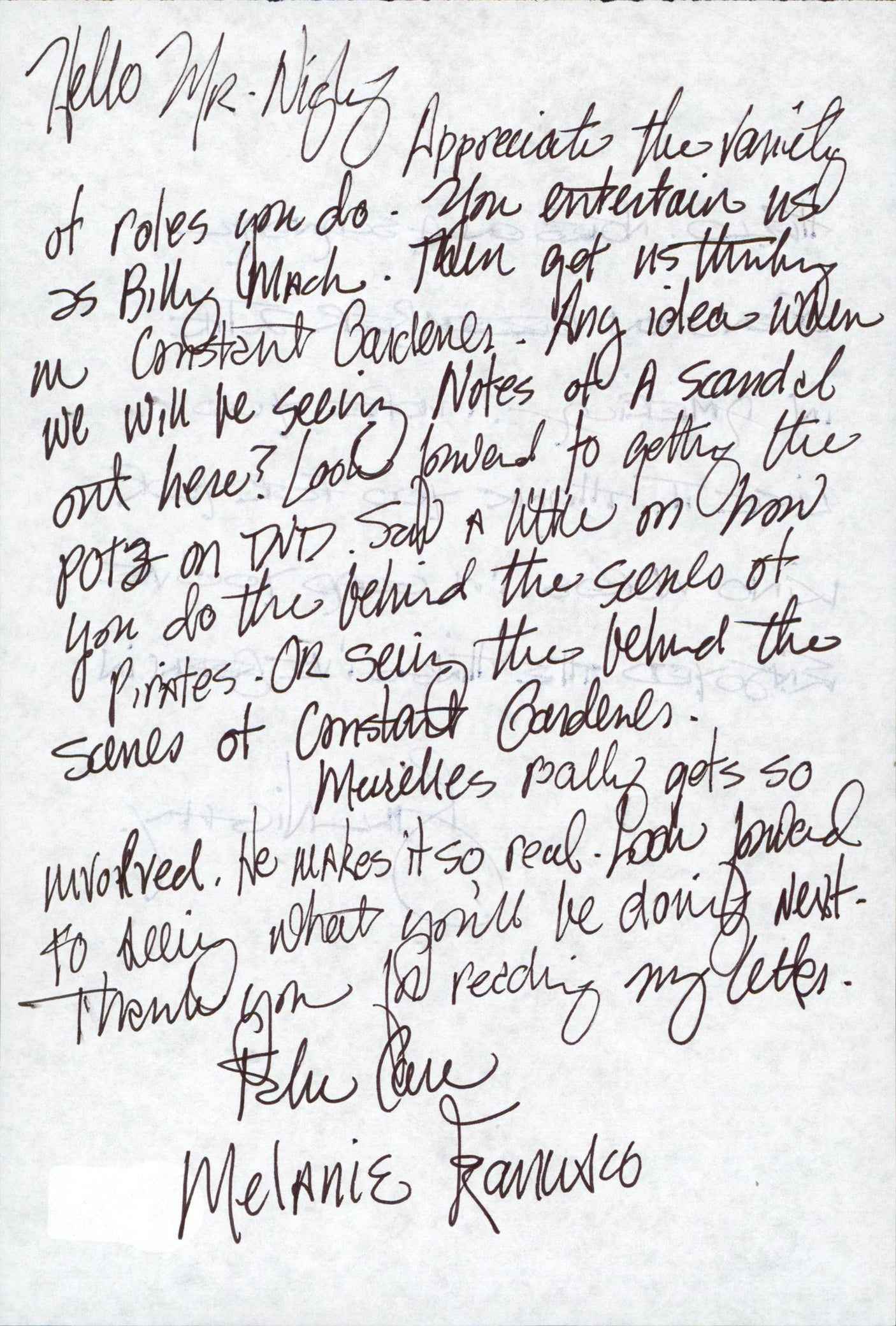 Bill Nighy Harry Potter Authentic Signed 6x8.75 Personal Letter BAS #BS29260