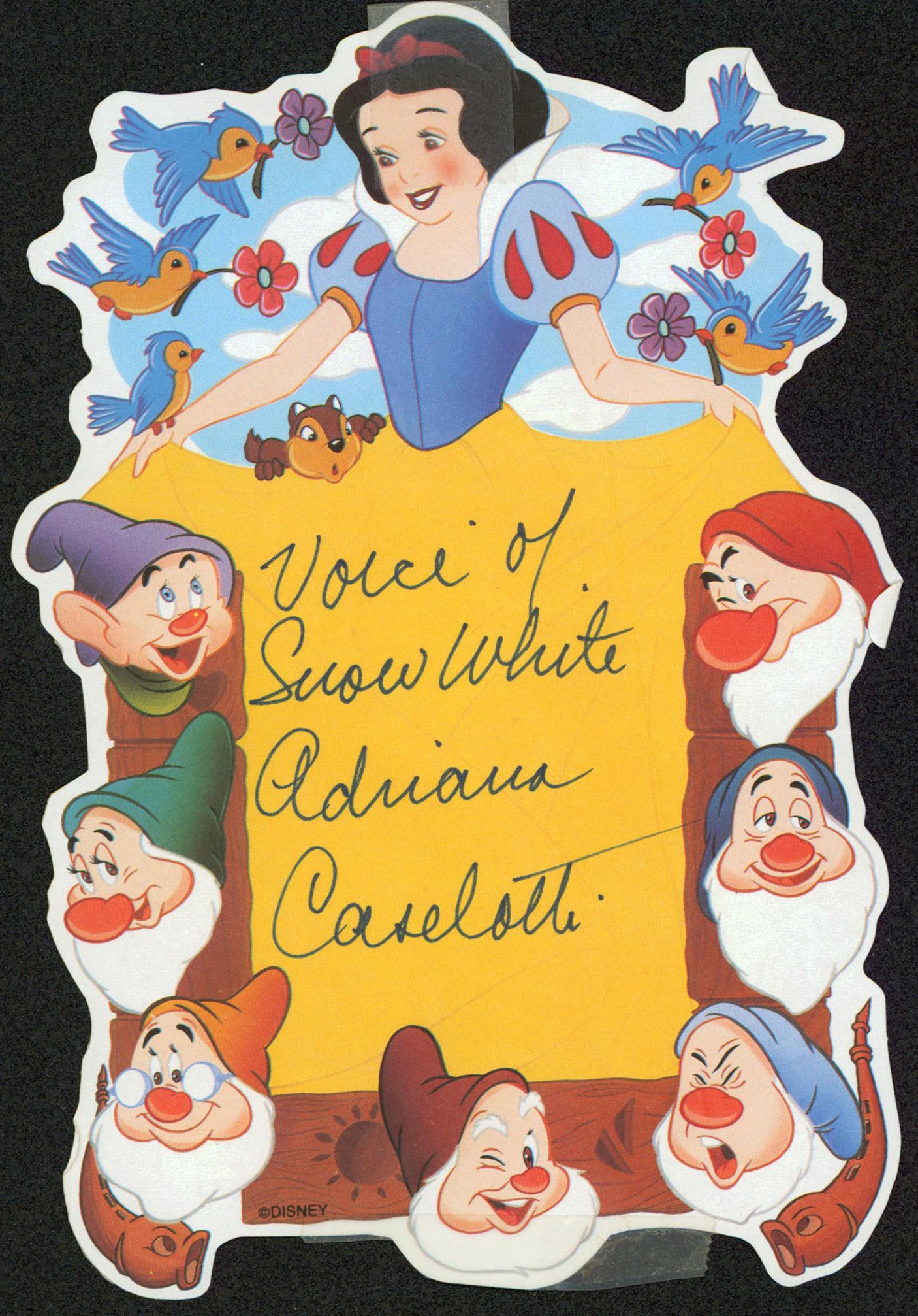 Adriana Caselotti Snow White Authentic Signed 4.5x6.5 Letter BAS #BS29421