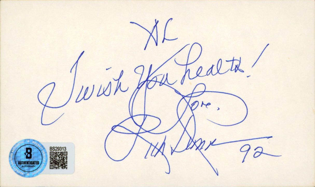 Richard Simmons "I Wish You Health" Authentic Signed 3x5 Index Card BAS #BS29313