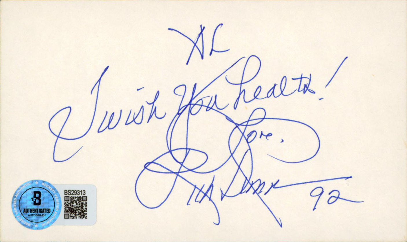 Richard Simmons "I Wish You Health" Authentic Signed 3x5 Index Card BAS #BS29313