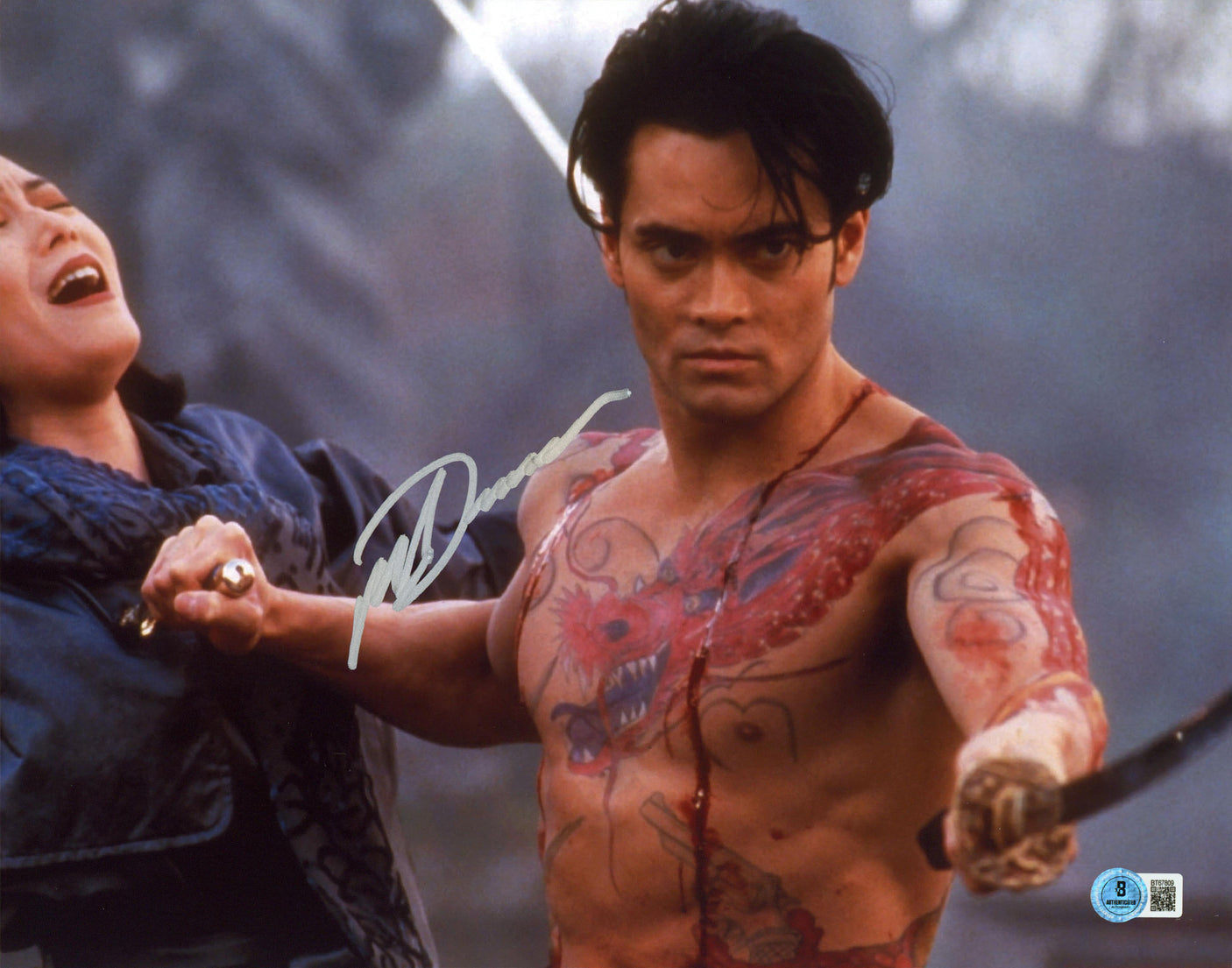 Mark Dacascos Crying Freeman Authentic Signed 11x14 Horizontal Photo BAS BT67809