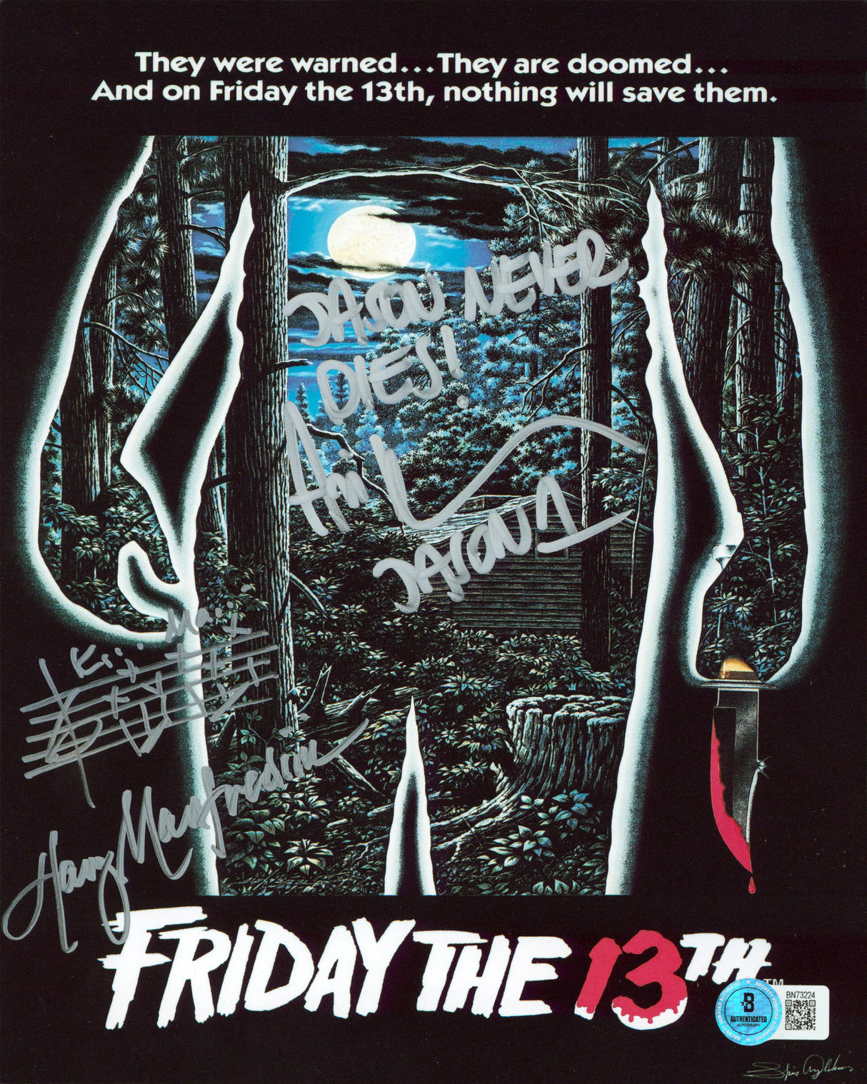 Ari Lehman & Harry Manfredini Friday The 13th Signed 8x10 Photo w/ Sketch BAS 2