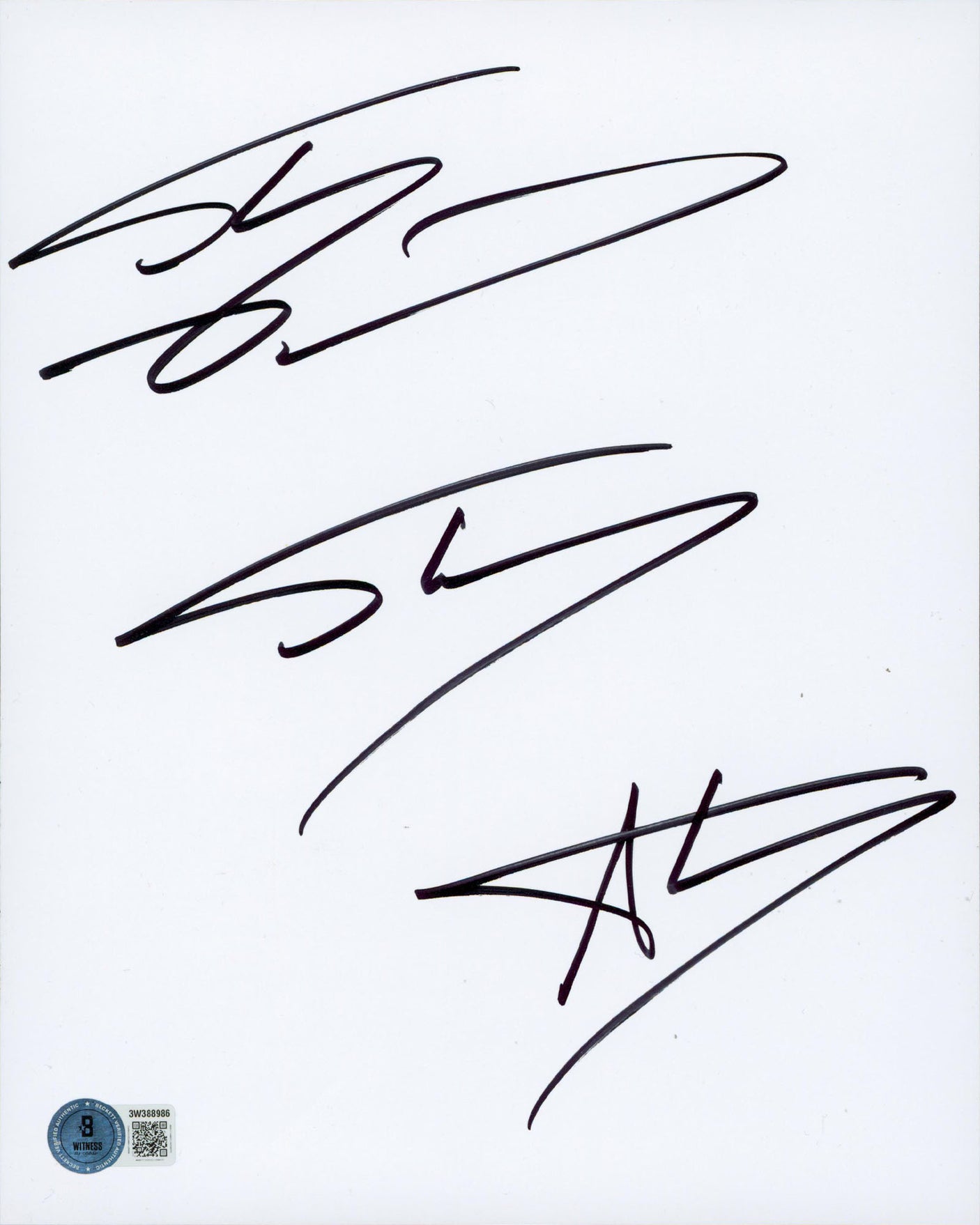 Lakers Shaquille O'Neal Authentic 3x Signed 8x10 Cut Signature BAS #3W388986