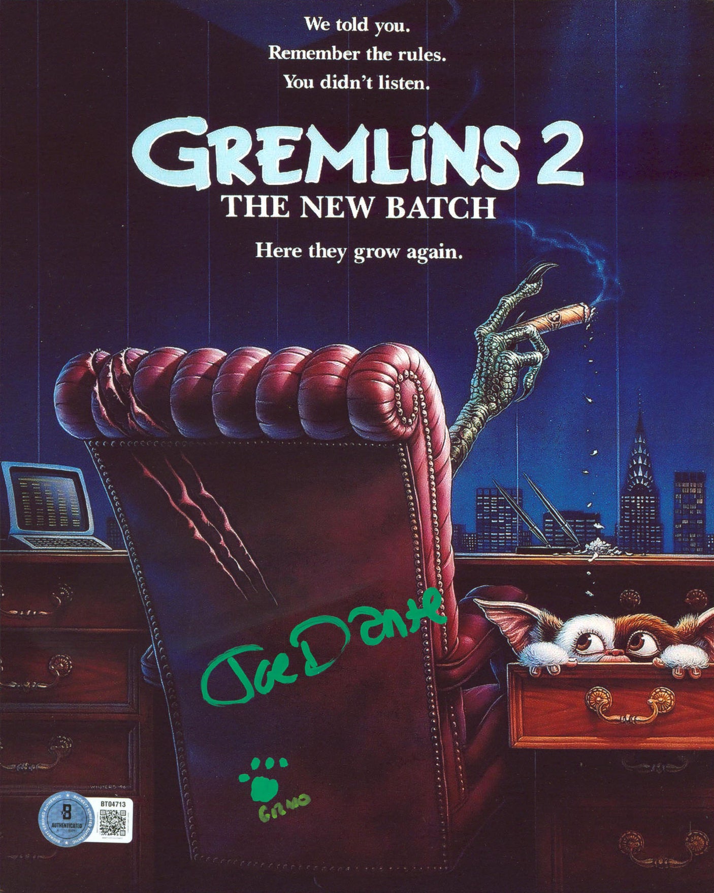 Joe Dante Gremlins 2 "Gizmo" Authentic Signed 8x10 Vertical Photo BAS #BT04713