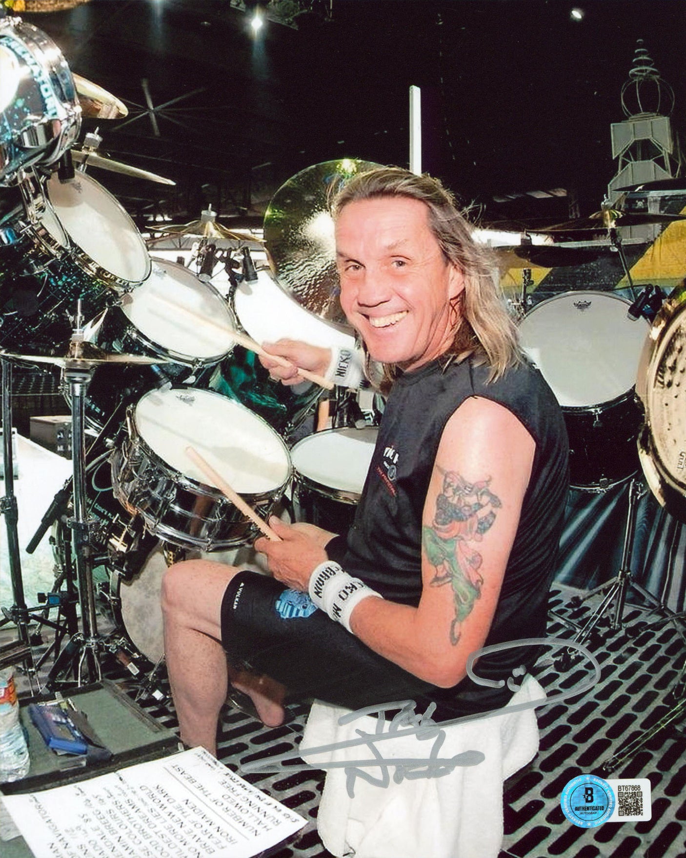 Nicko McBrain Iron Maiden Authentic Signed 8x10 Vertical Photo BAS 2