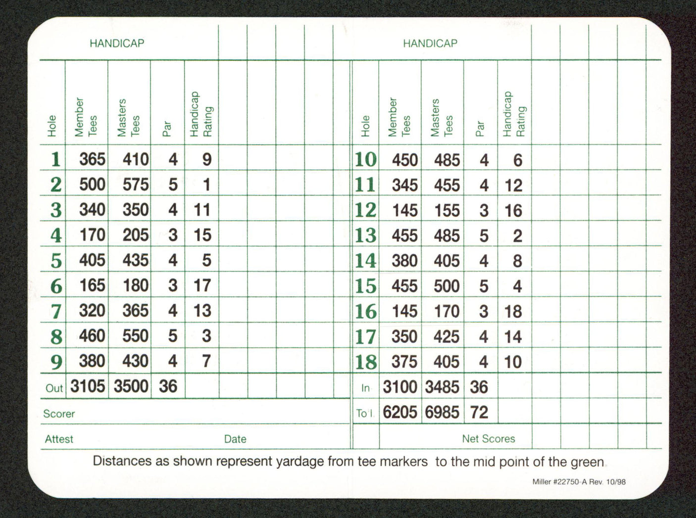 Nick Faldo Signed 3.25x4.75 Masters Augusta National Golf Club Scorecard BAS