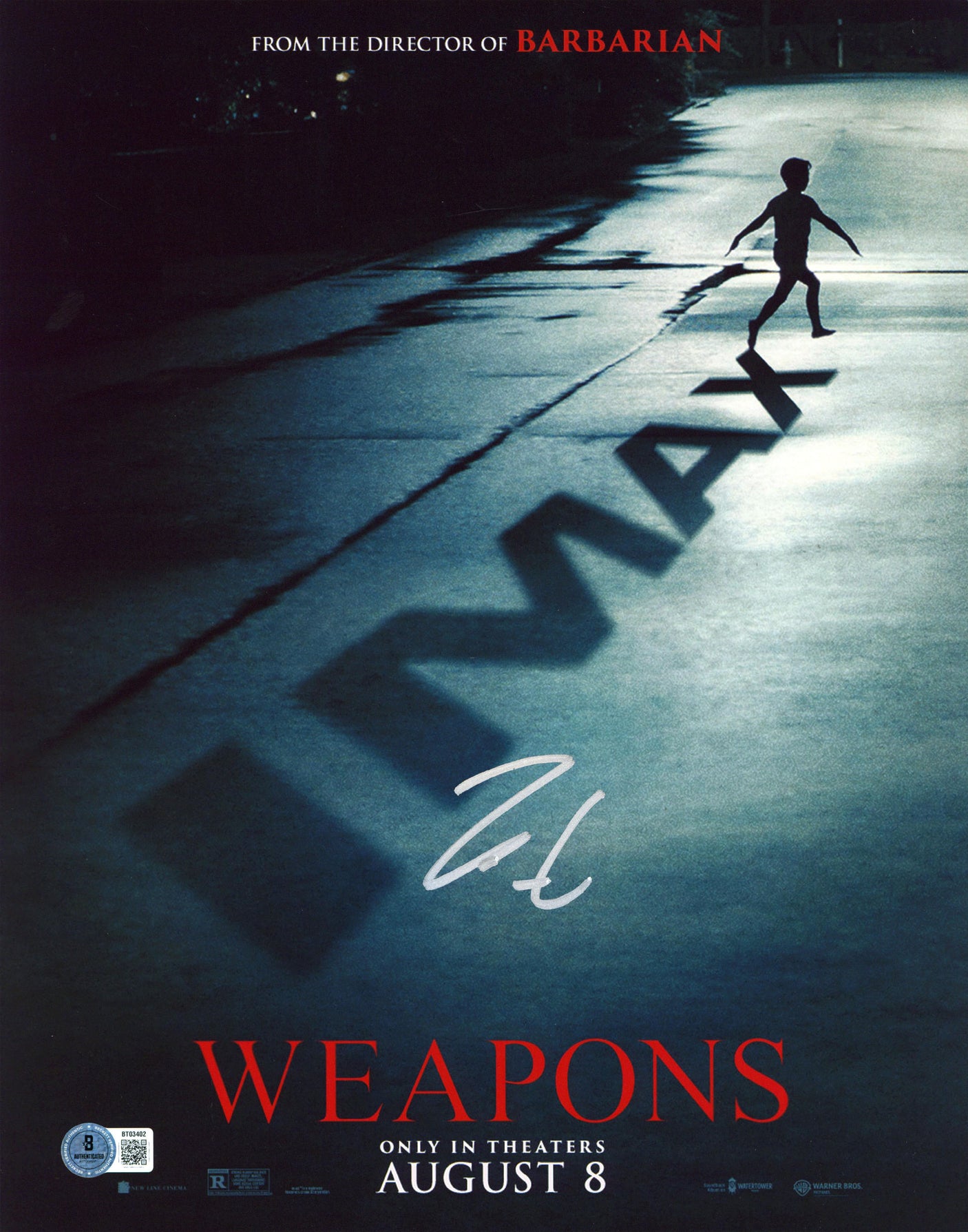 Zach Cregger Weapons Authentic Signed 11x14 Vertical Photo BAS #BT03402