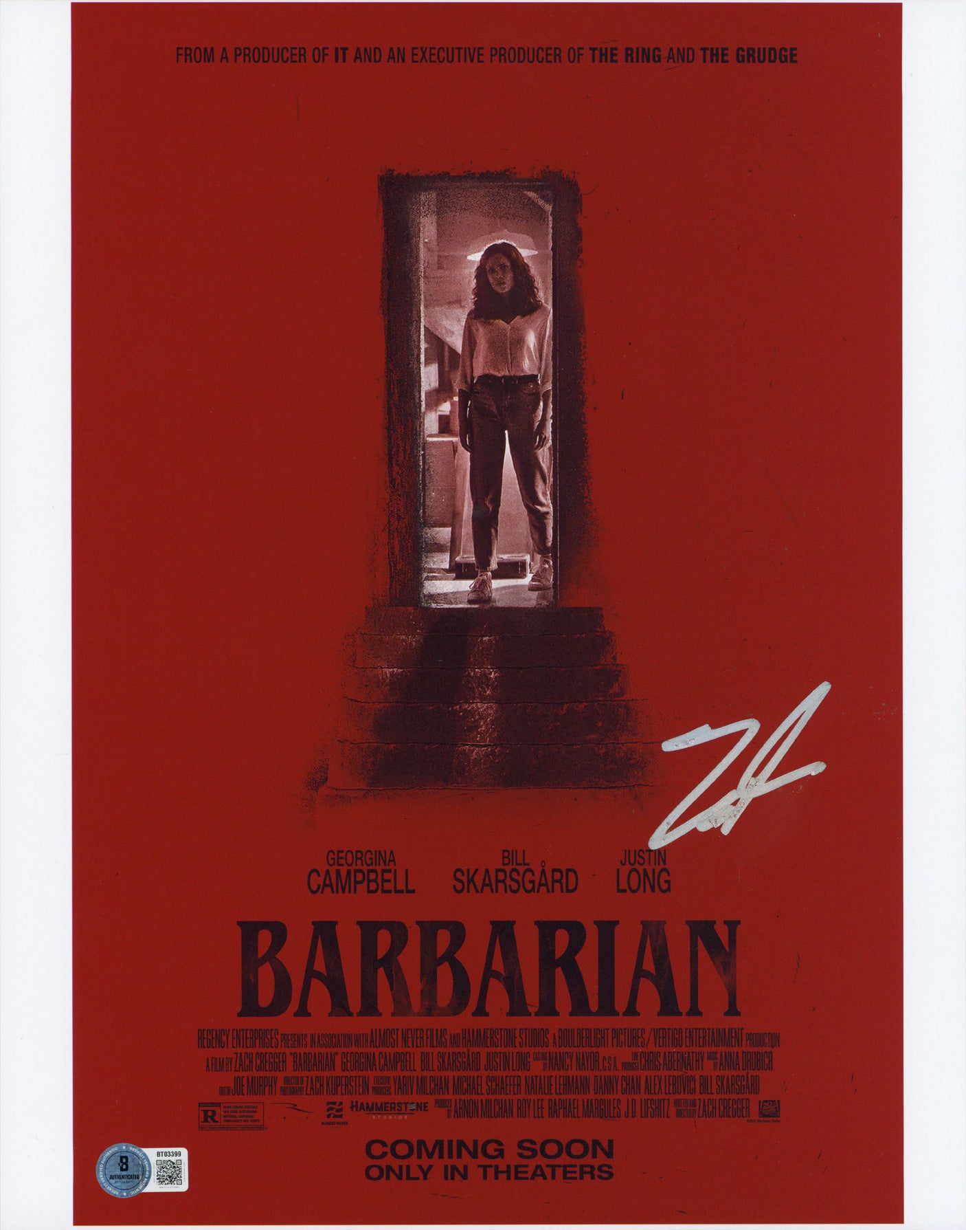Zach Cregger Barbarian Authentic Signed 11x14 Vertical Photo BAS #BT03399