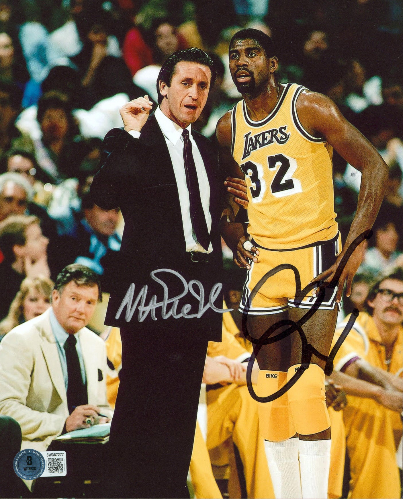 Lakers Magic Johnson & Pat Riley Authentic Signed 8x10 Photo BAS #3W387277