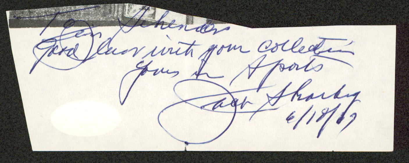 Jack Sharkey "Good Luck With... 6/18/67" Signed 2x5 Cut Signature JSA #S21098
