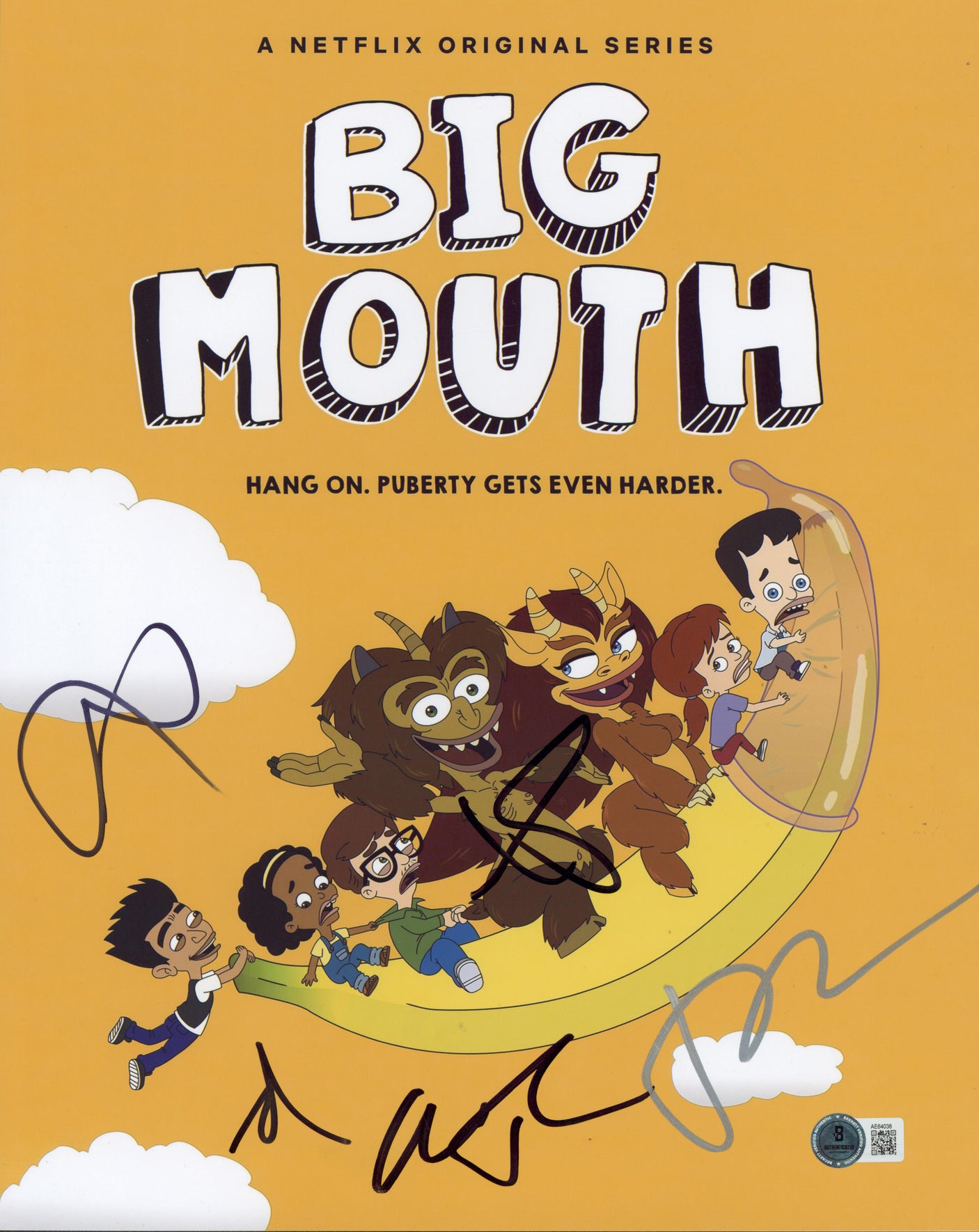 Big Mouth (5) Rogan, Scheer, Duplass, Scott & Raphael Signed 11x14 Photo BAS 4