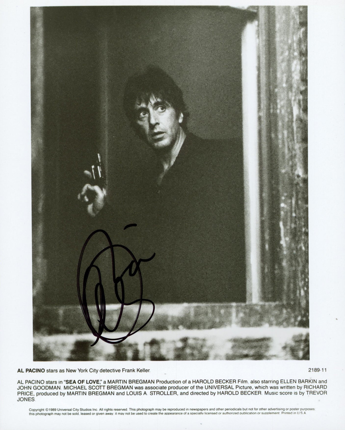 Al Pacino Sea of Love Authentic Signed 8x10 Promotional Photo JSA #ZZ74218