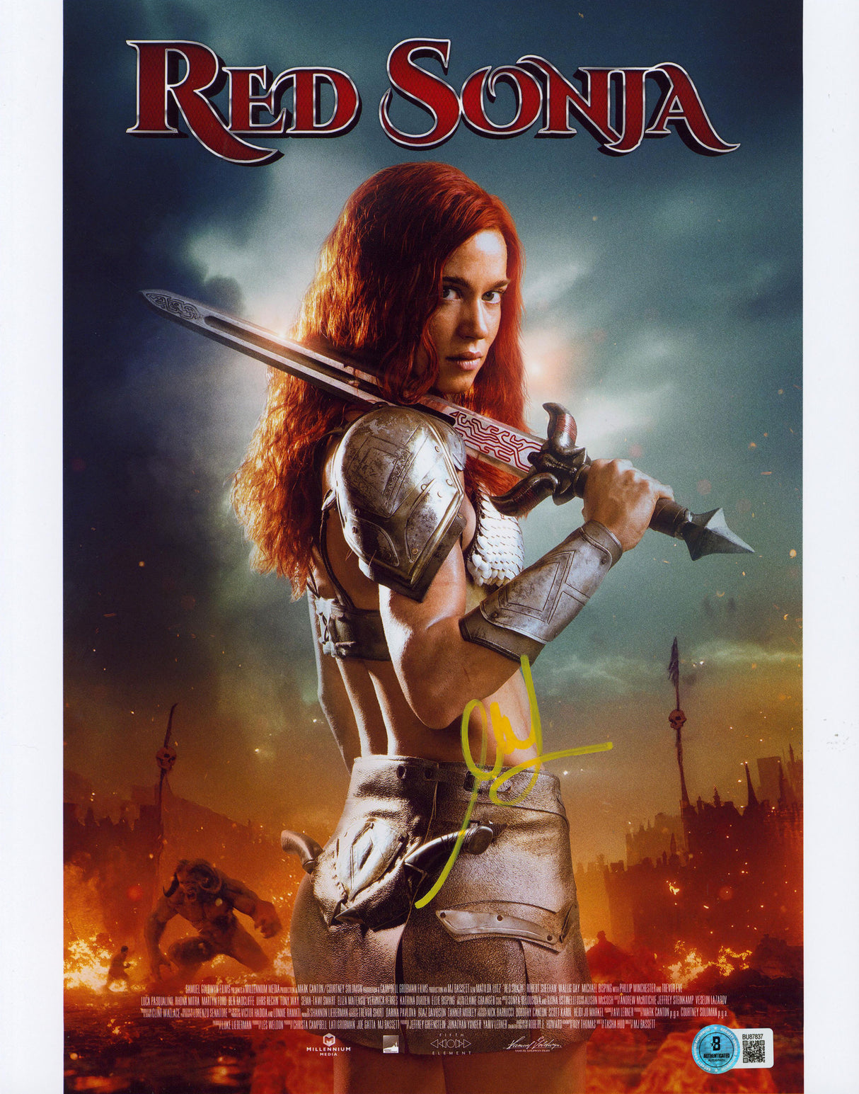 Matilda Lutz Red Sonja Authentic Signed 11x14 Vertical Photo BAS #BU87837