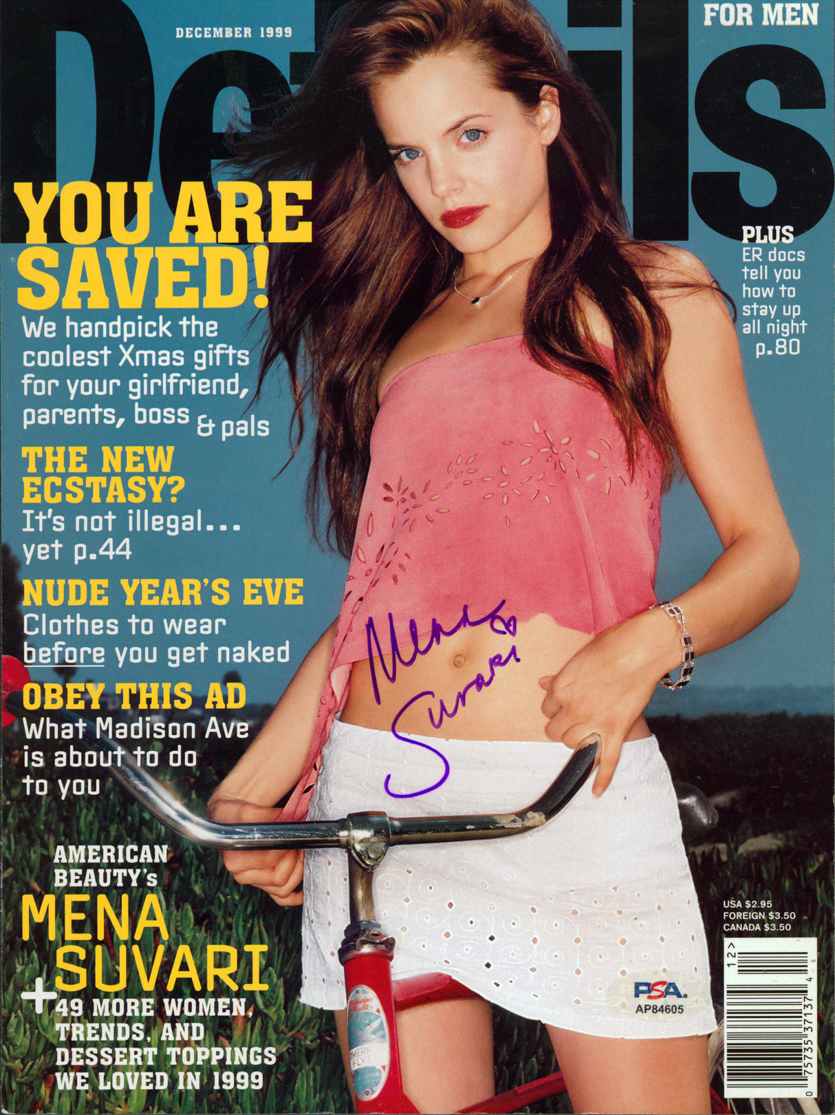 Mena Suvari Authentic Signed Details Magazine Cover Dec. 1999 PSA/DNA #AP84605