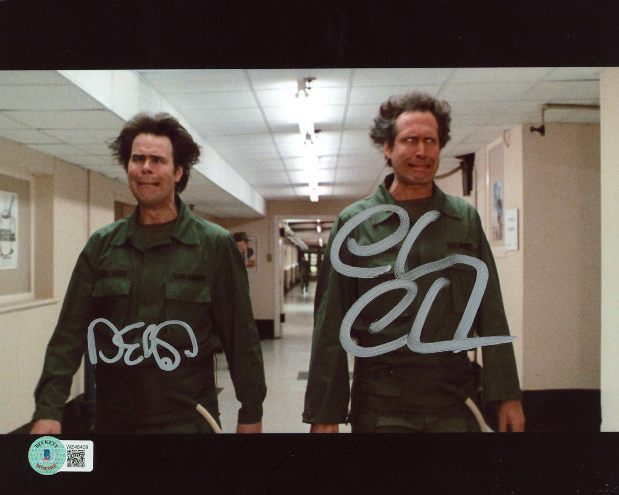 Chevy Chase & Dan Aykroyd Spies Like Us Signed 8x10 Hallway Photo BAS Witnessed