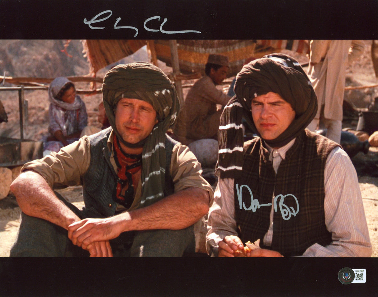 Chevy Chase & Dan Aykroyd Spies Like Us Signed 11x14 Sitting Photo BAS #BJ012452