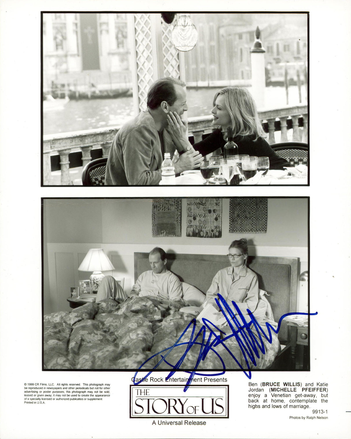 Bruce Willis The Story Of Us Authentic Signed 8x10 Vertical Photo JSA #XX62497