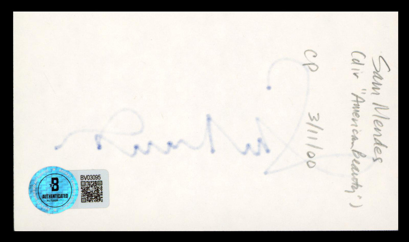 Sam Mendes American Beauty Authentic Signed 3x5 Index Card Autographed BAS
