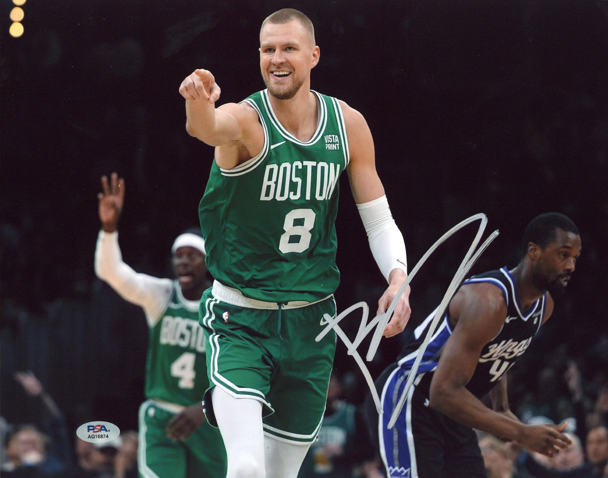 Celtics Kristaps Porziis Authentic Signed 11x14 Horizontal Photo PSA #AQ16874