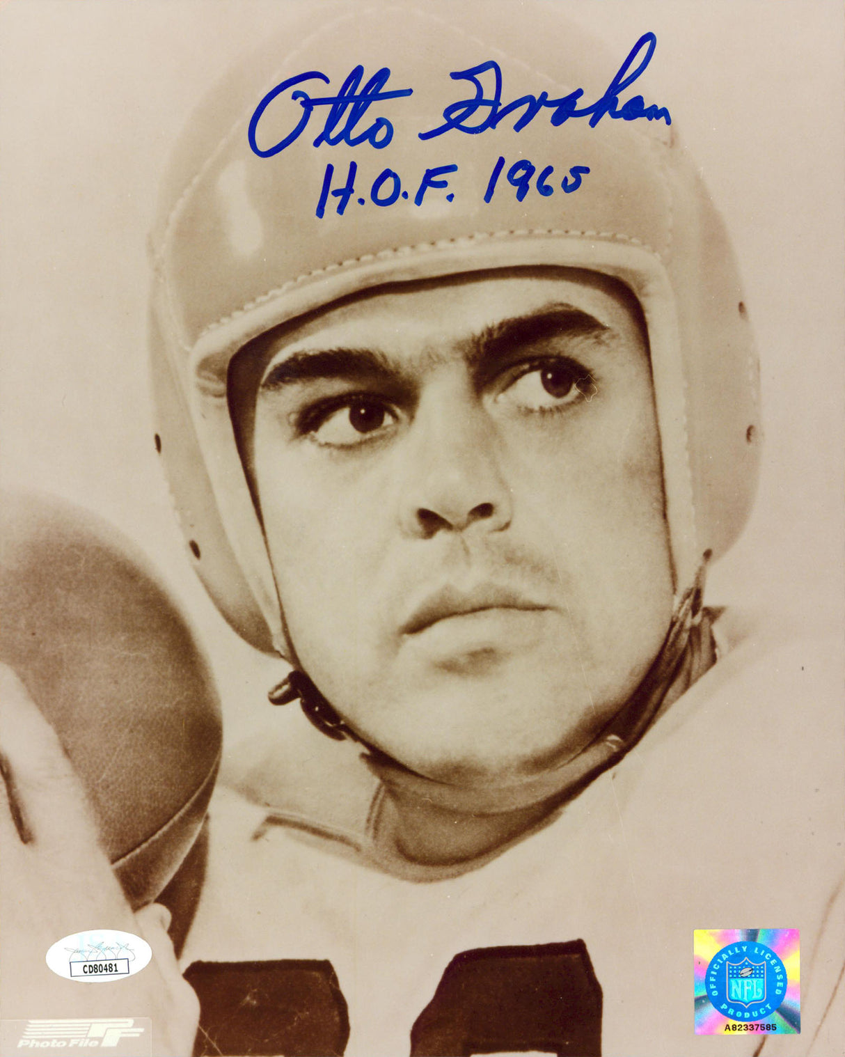 Browns Otto Graham "H.O.F. 1965" Authentic Signed 8x10 Photo JSA #CD80481