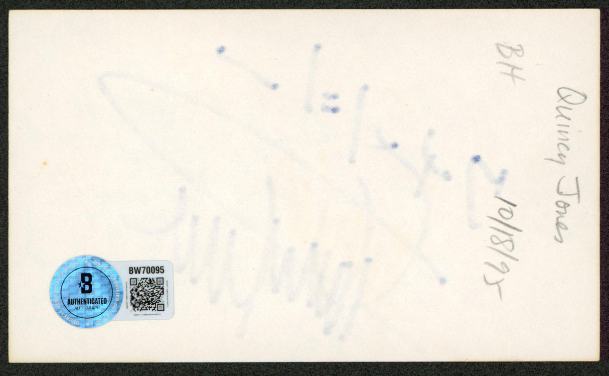 Quincy Jones The Color Purple Authentic Signed 3x5 Index Card BAS #BW70095