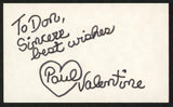 Paul Valentine Against All Odds "Best Wishes" Signed 3x5 Index Card BAS #BW70151