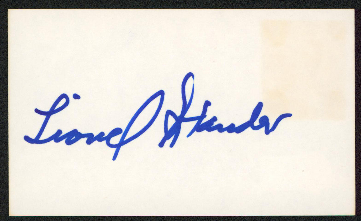 Lionel Stander Hart to Hart Authentic Signed 3x5 Index Card BAS #BW70148