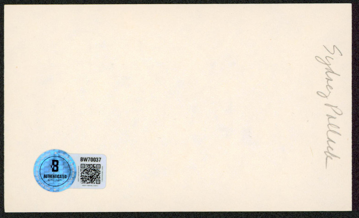 Sydney Pollack Out of Africa Authentic Signed 3x5 Index Card BAS #BW70037