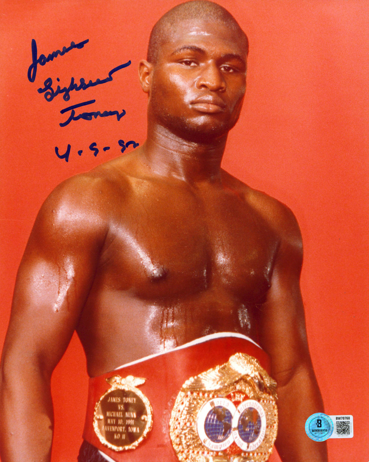 James Toney "Lights Out" Authentic Signed 8x10 Photo Autographed BAS #BW70768