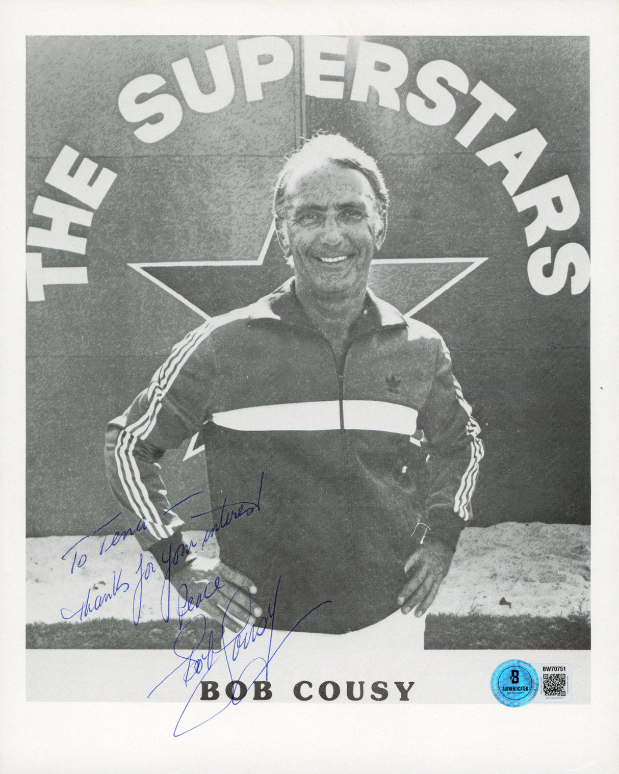 Celtics Bob Cousy "Thanks For Your Interest" Signed 8x10 Photo BAS #BW70751