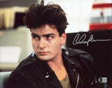 Charlie Sheen Ferris Bueller's Day Off Signed 11x14 Horizontal Photo BAS Wit 1