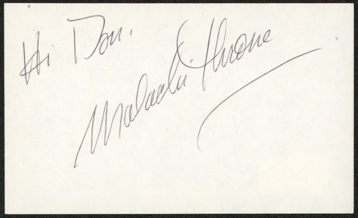 Malachi Throne It Takes A Thief "Hi Don" Signed 3x5 Index Card BAS #BW71066