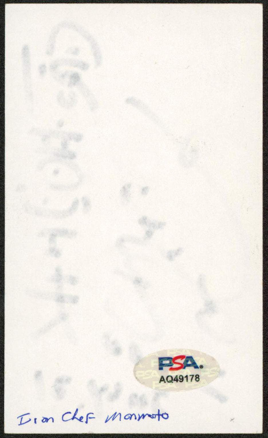 Masaharu Morimoto Iron Chef Signed 3x5 Index Card Autographed PSA/DNA #AQ49178