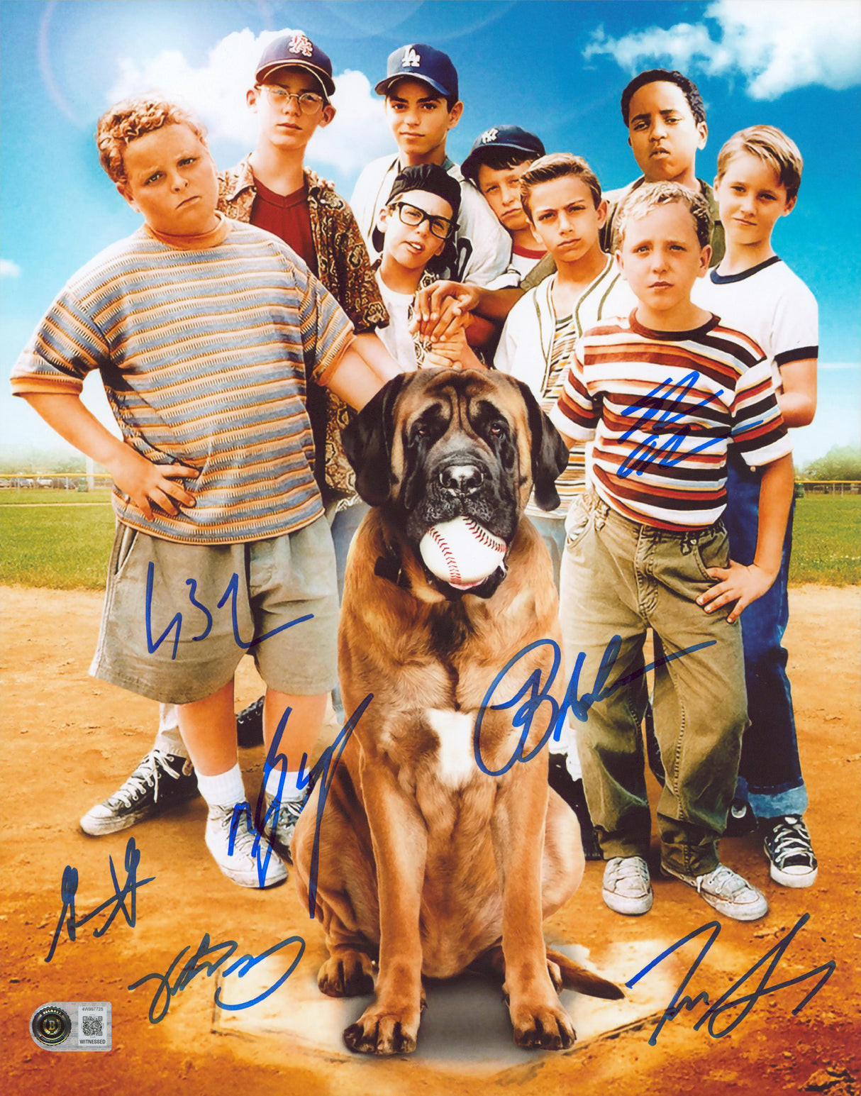 The Sandlot (7) Guiry, Leopardi, Adams +4 Signed 11x14 Photo BAS Witnessed 2
