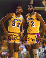 Lakers Magic Johnson & James Worthy Signed 8x10 Vertical Photo BAS Witnessed