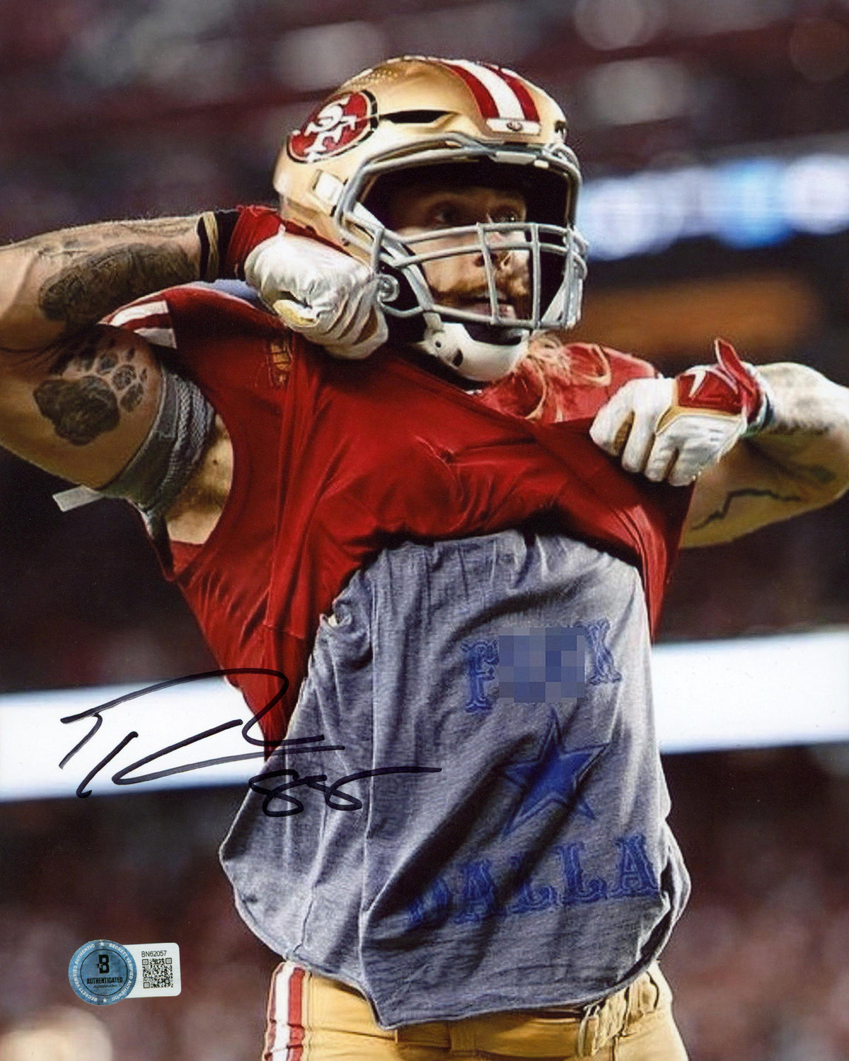 49ers George Kittle Authentic Signed 8x10 Vertical Photo BAS #BN62057