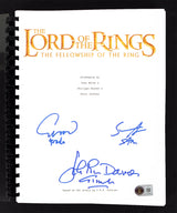 LOTR (3) Wood, Astin & Rhys-Davies Authentic Signed Movie Script BAS Witnessed