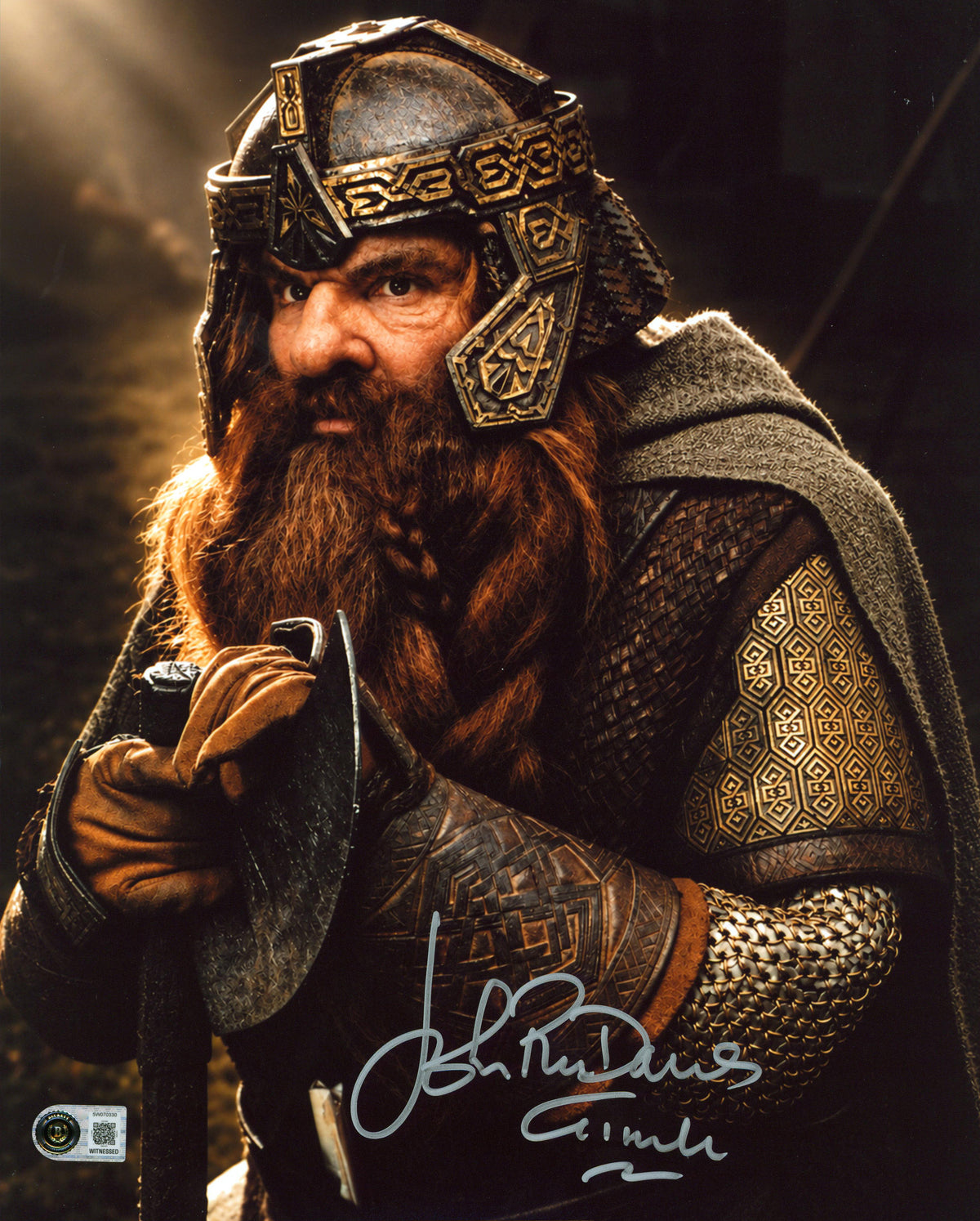 John Rhys-Davies Lord of the Rings Signed 11x14 Vertical Closeup Photo BAS Wit