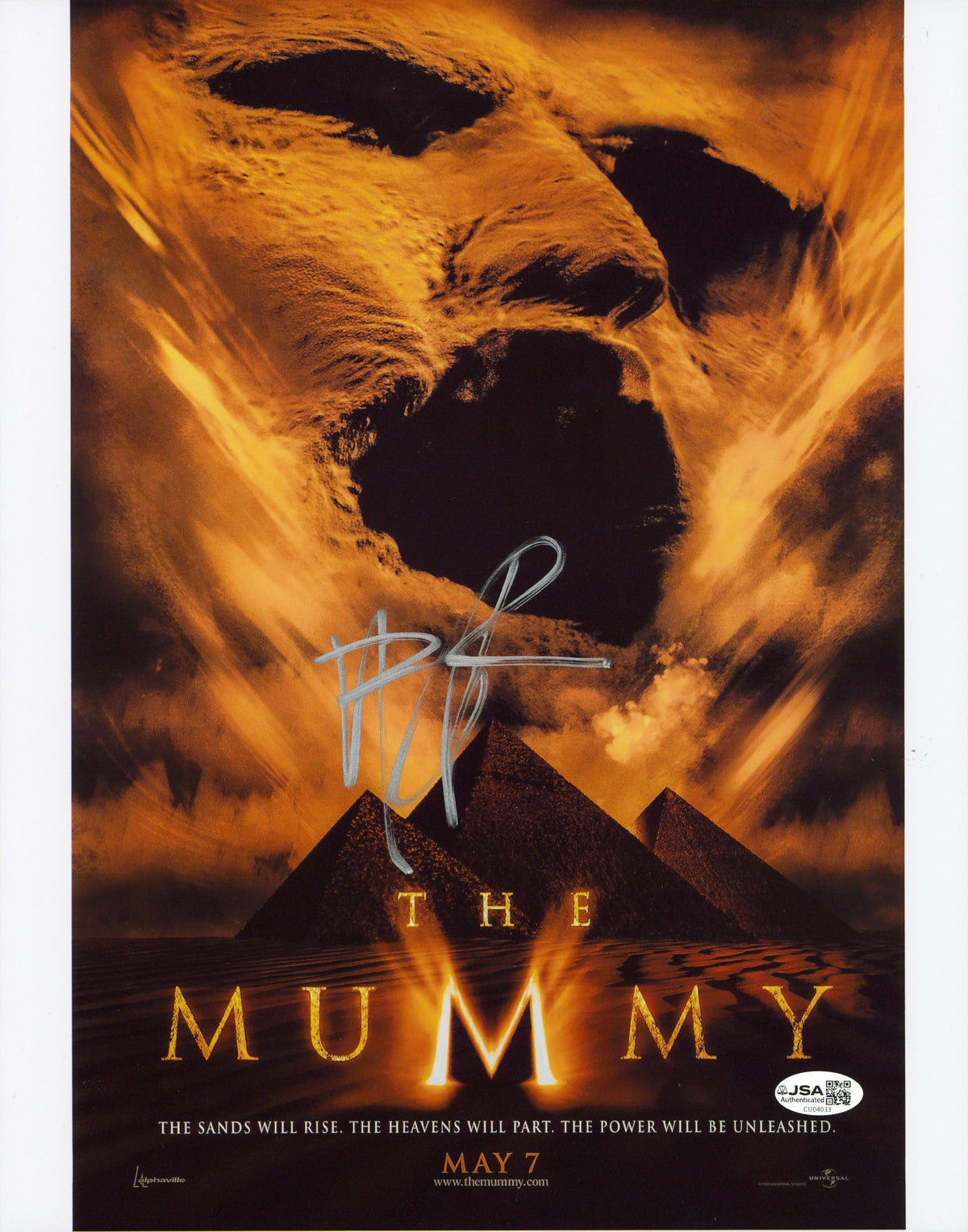 Brenden Fraser The Mummy Authentic Signed 11x14 Vertical Photo JSA #CU04033