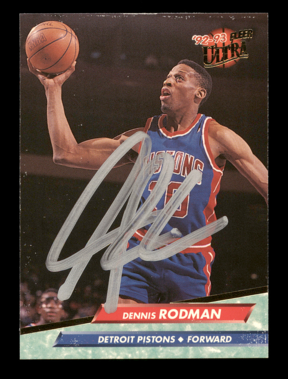 Dennis Rodman Autographed 1992-93 Fleer Ultra Card #58 Detroit Pistons SKU #190475
