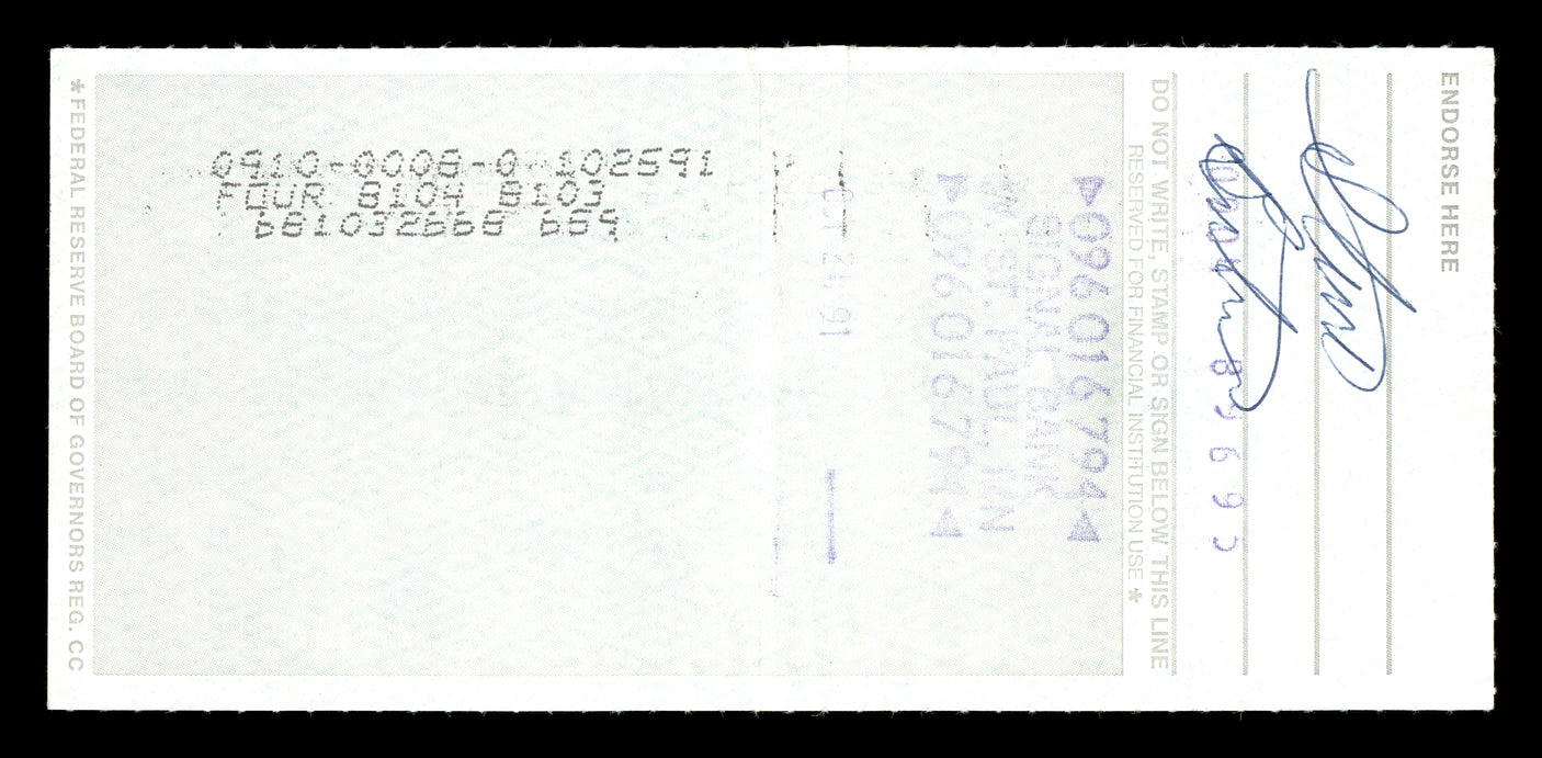 Max McGee Autographed 2.75x6 Check Green Bay Packers SKU #174013