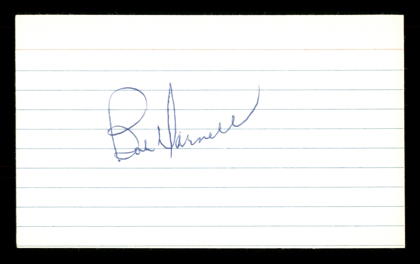 Bob Darnell Autographed 3x5 Index Card Brooklyn Dodgers SKU #174120