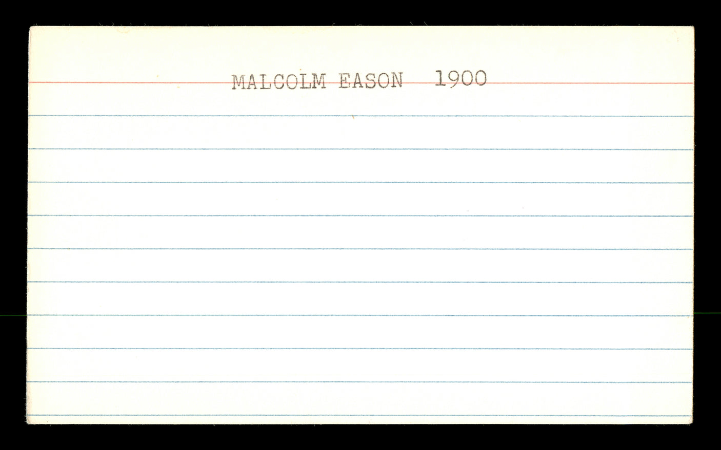 Malcolm W. Eason Autographed 3x5 Index Card Chicago Cubs SKU #174135