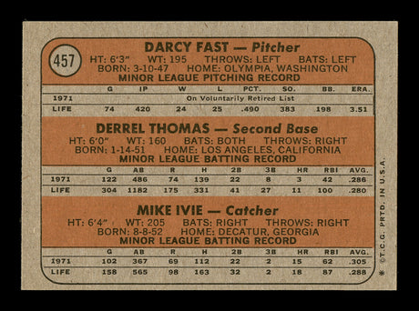 Mike Ivie & Derrel Thomas Autographed 1972 Topps Rookie Card #457 San Diego Padres SKU #167532