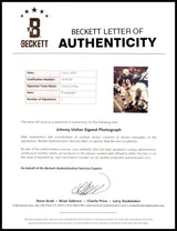 Johnny Unitas Autographed 8x10 Photo Baltimore Colts Beckett BAS #AC95529