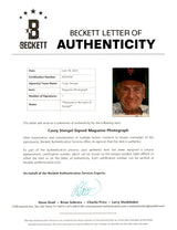 Casey Stengel Autographed 4.5x6 Magazine Page Photo New York Mets Signed Over Name Beckett BAS #AD43458