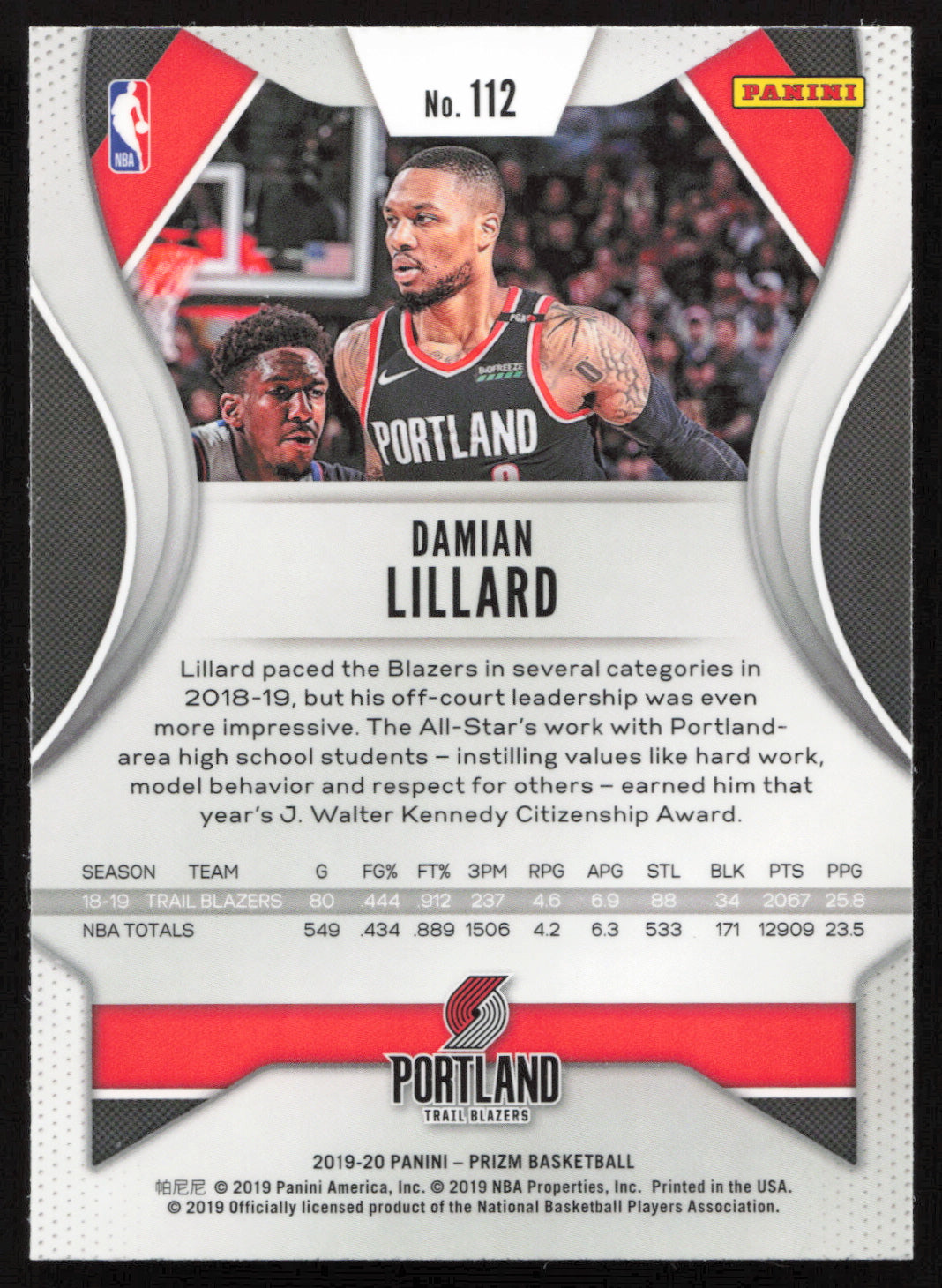 Damian Lillard 2019-20 Panini Prizm #112 Lot of 94 Cards Portland Trail Blazers SKU #268025