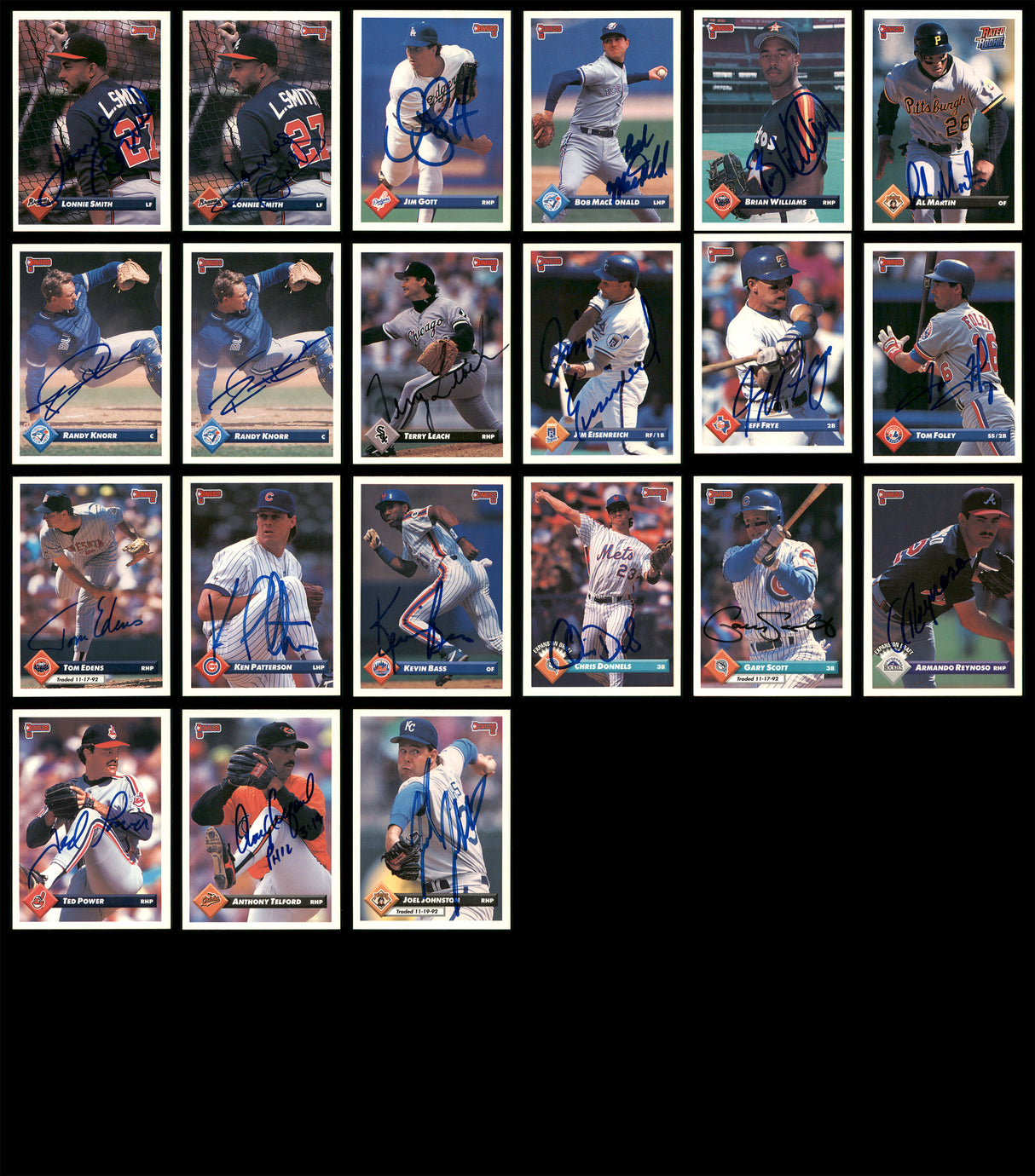 1993 Donruss Baseball Autographed Cards Lot Of 141 SKU #185534