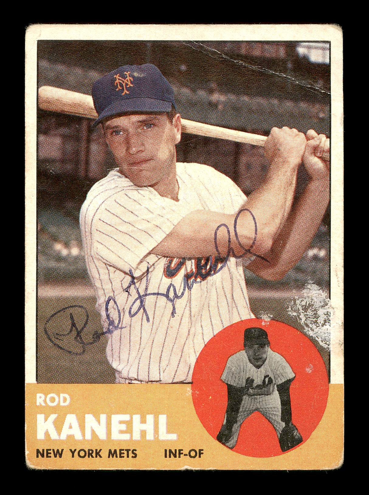 Rod Kanehl Autographed 1963 Topps Card #371 New York Mets SKU #170149