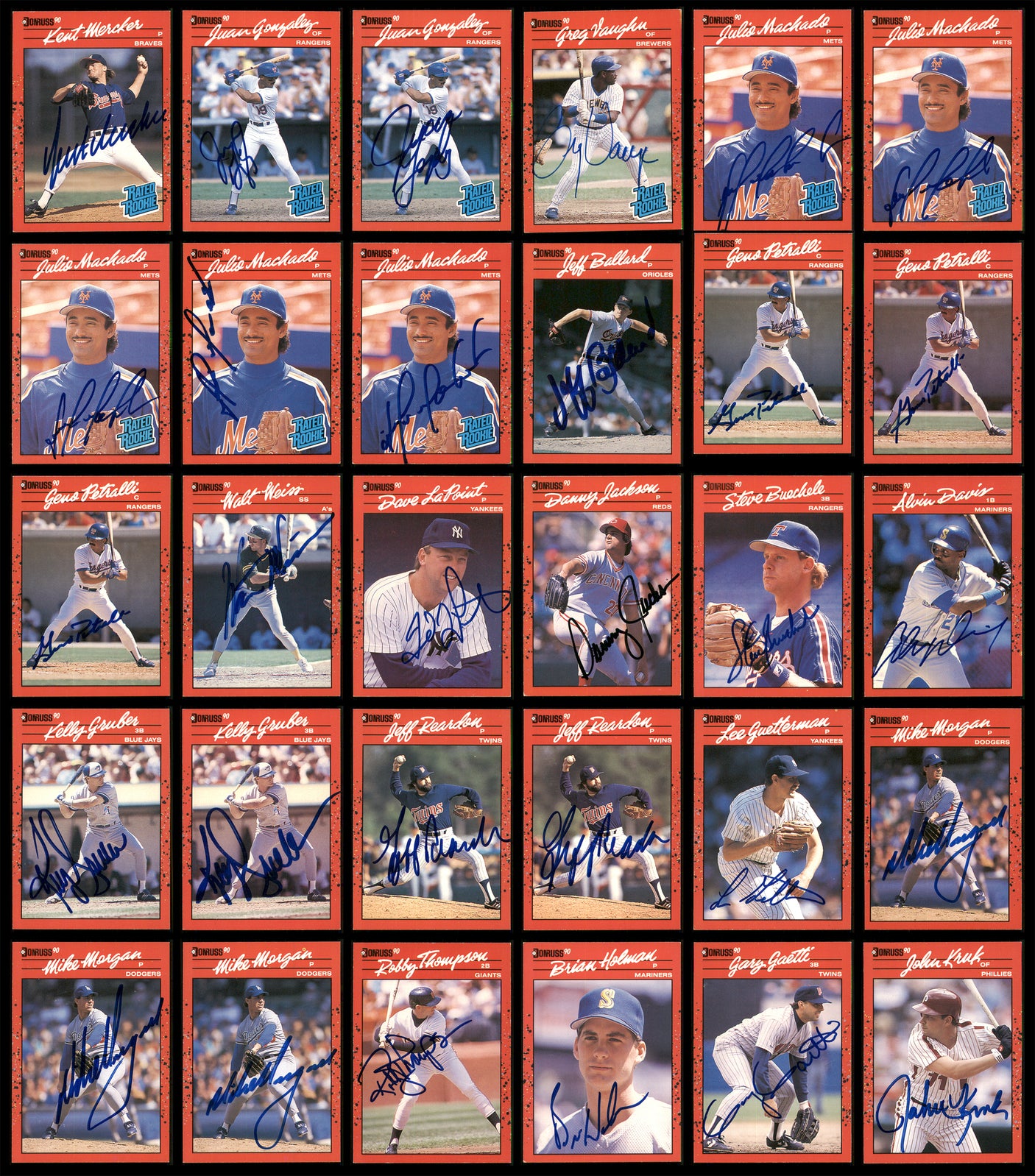 1990 Donruss Baseball Autographed Cards Lot Of 235 SKU #185582
